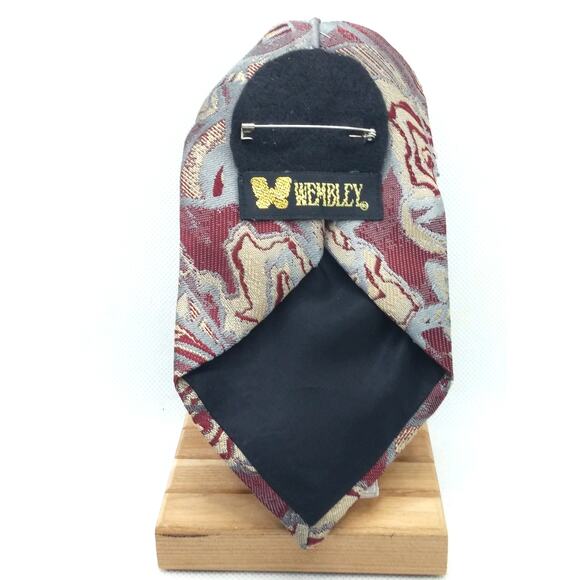 Vintage Silk Tie Pin Wembley Hand Crafted Upcycled Brooch Floral MCM Button New - Picture 2 of 12